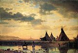 View of Utrecht Paintings - View of Chimney Rock, Ogalillalh Sioux Village in Foreground by Albert Bierstadt